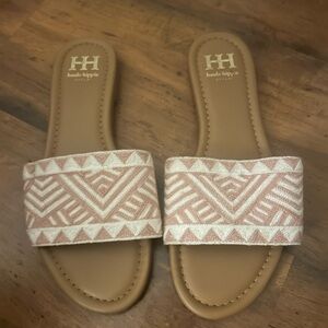 Haute Hippie Pink and Cream Slide Sandals
